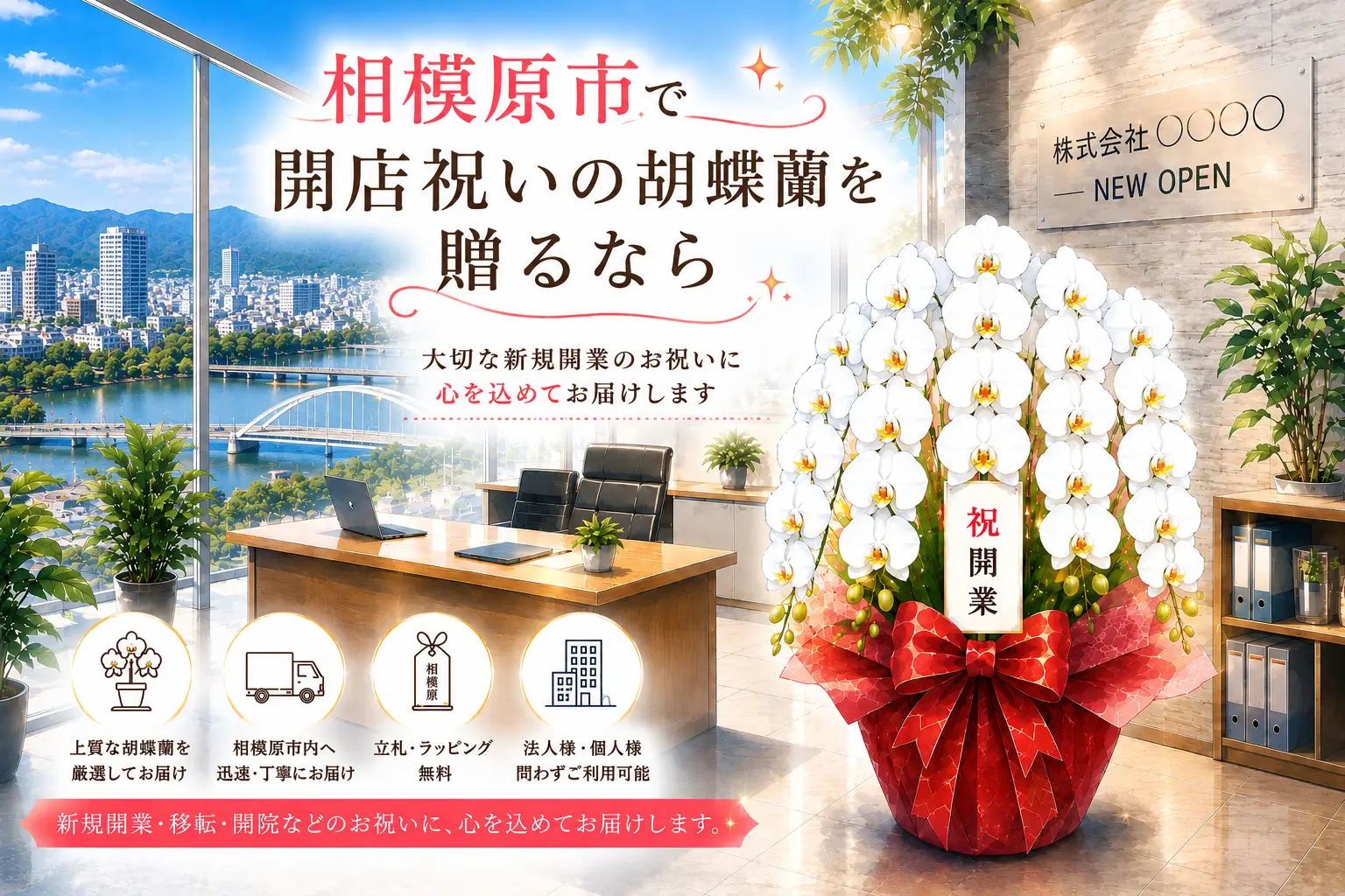 相模原市の開店祝い胡蝶蘭
